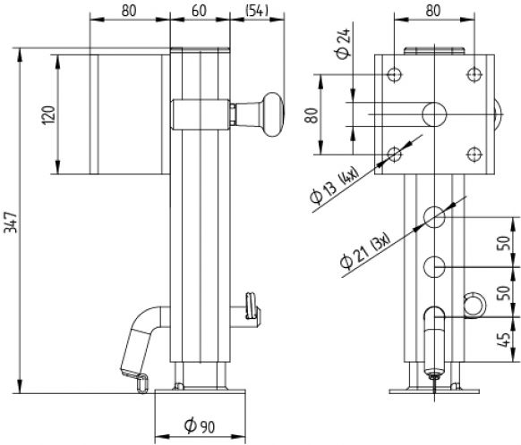 Pied d'appui TL60 - pliable - 6D8572.001 - Pieds de support